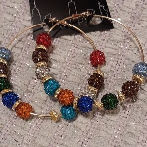 Elegant Multicolor Beaded Hoop Earrings